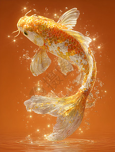 金色锦鲤在水中游动光芒四射插画图片下载-正版图片603289291-摄图网