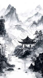 水墨山水画插画图片下载-正版图片700529886-摄图网