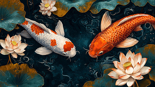 水墨画鲤鱼插画图片下载-正版图片700563019-摄图网