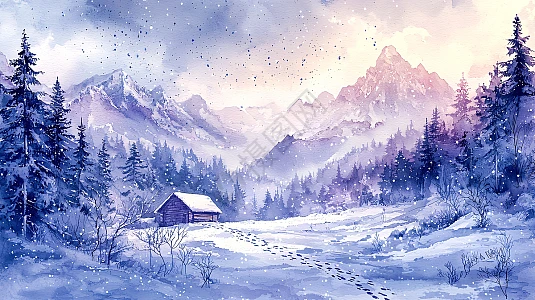 水彩雪景插画图片下载-正版图片700634920-摄图网