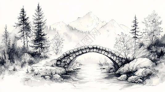 黑白风景画插画图片下载-正版图片700646452-摄图网