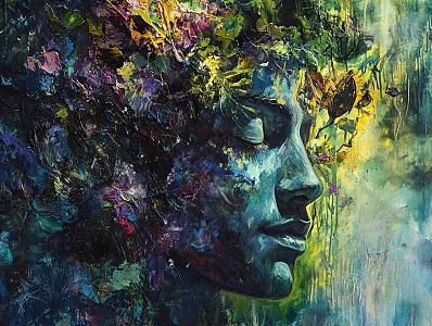 油画女性侧脸抽象画插画图片下载-正版图片700675807-摄图网
