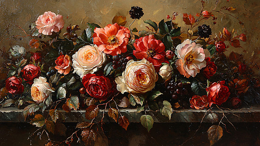 静物油画花卉作品插画图片下载-正版图片700684693-摄图网