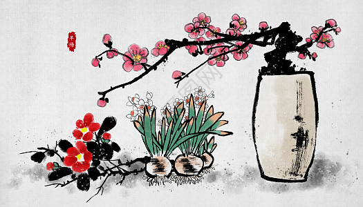 水墨画花瓶图片_水墨画花瓶素材_水墨画花瓶高清图片_摄图网图片下载