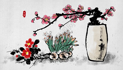 水墨画花瓶图片_水墨画花瓶素材_水墨画花瓶高清图片_摄图网图片下载