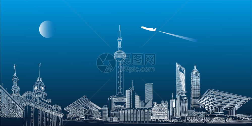科技城市线条图片素材-正版创意图片400138599-摄图网