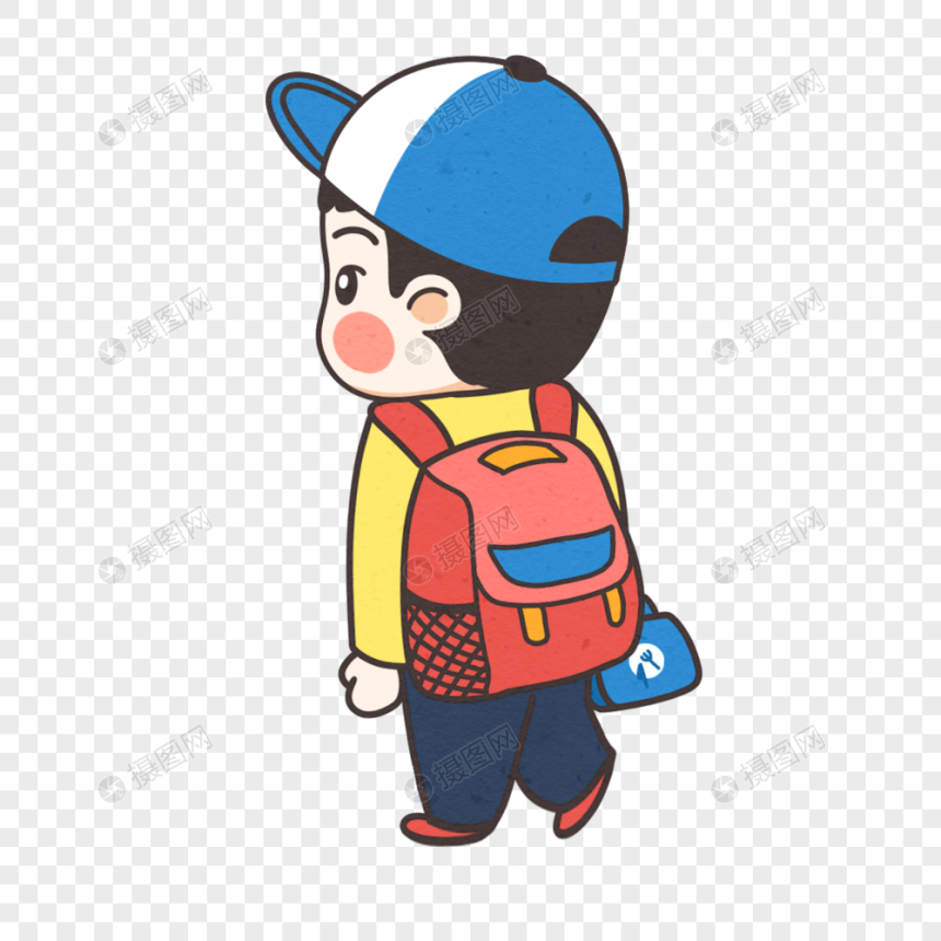 卡通手绘背书包学生元素素材下载-正版素材401054968-摄图网