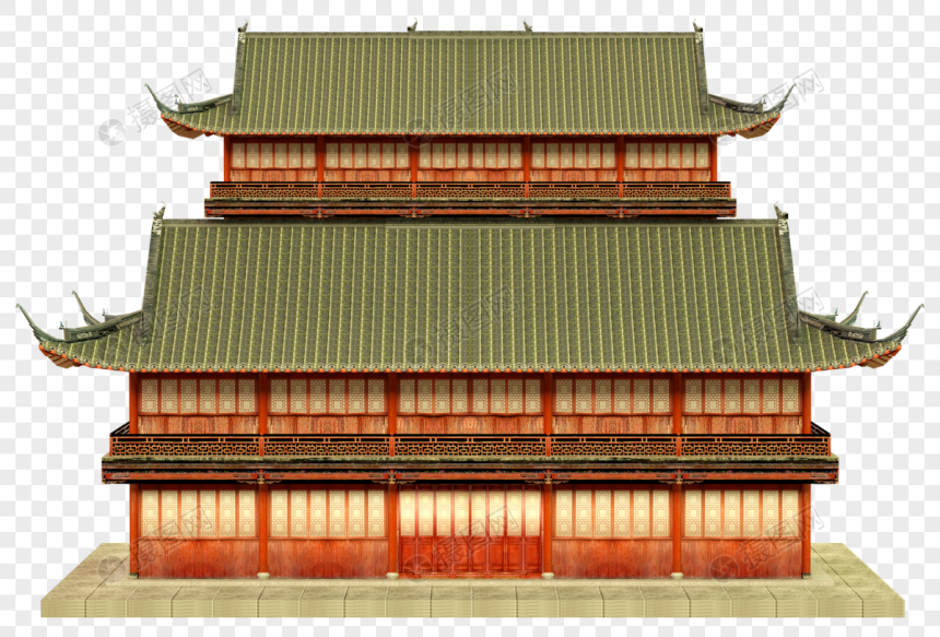 中式古代建筑3D建模图片素材-正版素材401630095-摄图网