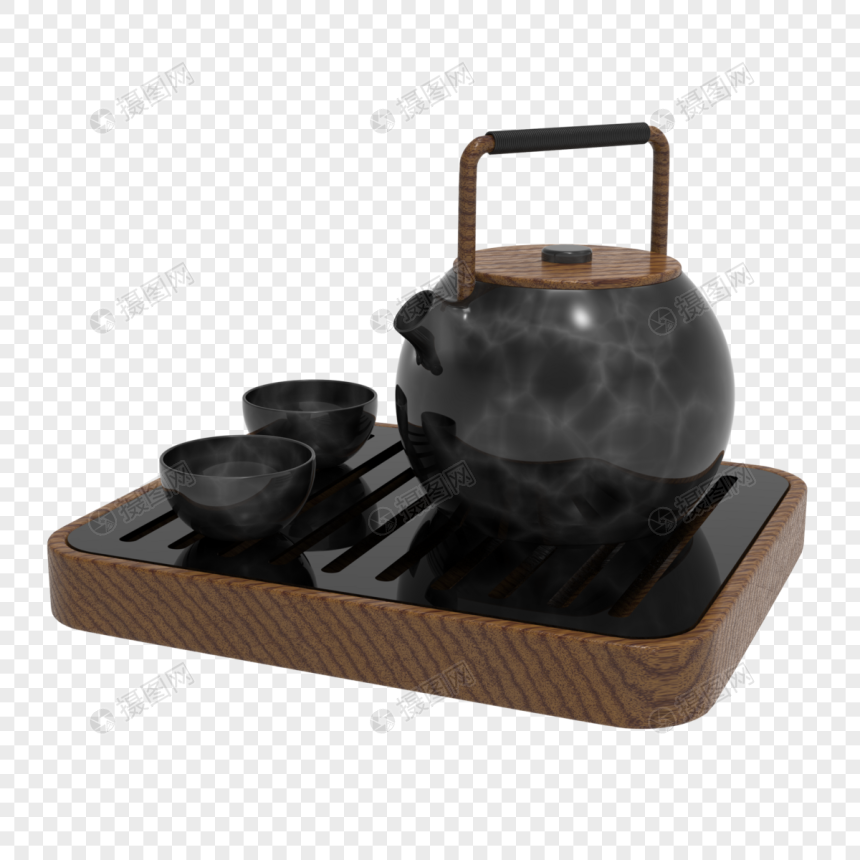 茶具3D模型元素素材下载-正版素材401944070-摄图网