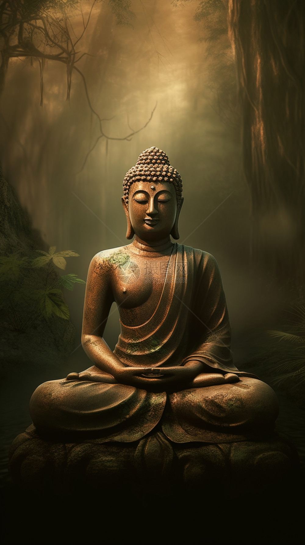 打坐的佛像插画图片下载-正版图片402452910-摄图网