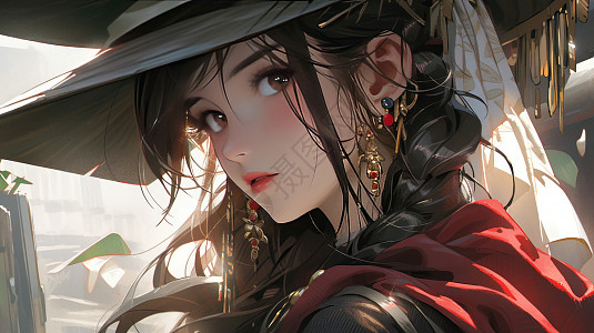 背着宝剑头发被风吹乱的卡通长发美女插画图片下载-正版图片402499542-摄图网