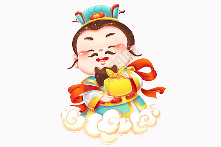 福禄寿喜财卡通人物神仙脚踏祥云喜庆人物插画图片下载-正版图片402538599-摄图网