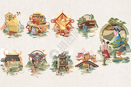 非遗文创合集第三卷插画图片下载-正版图片402551635-摄图网