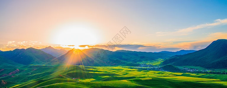 山水日出图片_山水日出素材_山水日出高清图片_摄图网图片下载