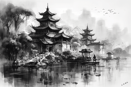 黑白水墨竹林画插画图片下载-正版图片600118434-摄图网