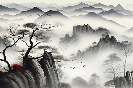 竹子山水画图片_竹子山水画素材_竹子山水画高清图片_摄图网图片下载_第