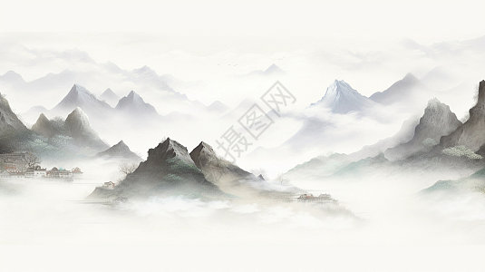 中国风水墨山水画插画图片下载-正版图片400252319-摄图网