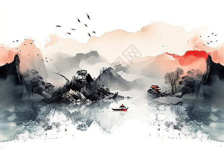 中国风山水水墨画大好素材_中国风山水水墨画大好高清图片素材下载_摄图网