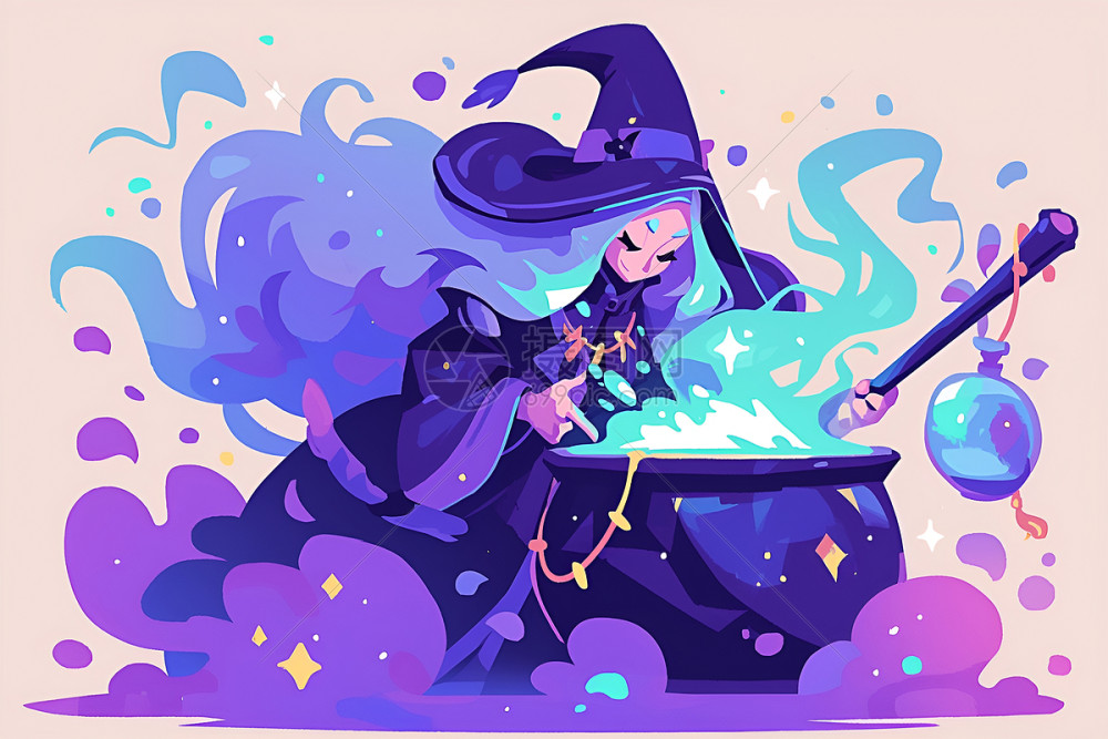 熬制魔药的女巫插画图片下载-正版图片601208115-摄图网