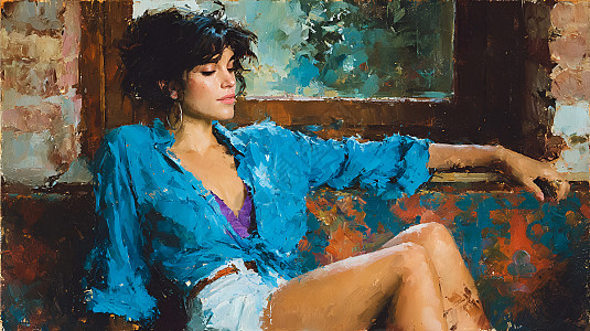 女性抽象油画素材-风格-作品-女性抽象油画图片素材下载