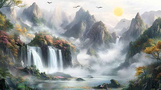 瀑布山水图片_瀑布山水素材_瀑布山水高清图片_摄图网图片下载_第7页
