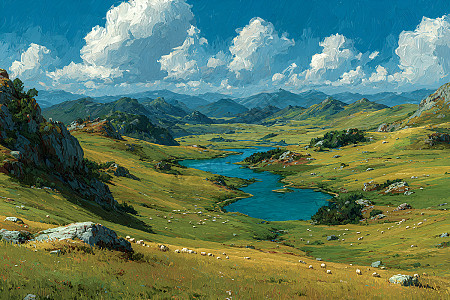 手描き 水彩油画 風景画 約70×100cm 未表装 水彩风景油画素材-风格-作品-水彩风景油画图片素材下载