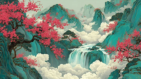 樱花水墨画图片_樱花水墨画素材_樱花水墨画高清图片_摄图网图片下载