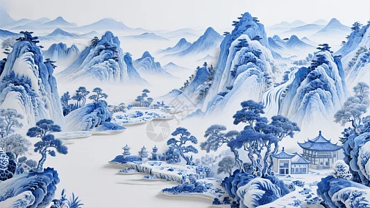 青花瓷水墨画背景图片-青花瓷水墨画背景素材-青花瓷水墨画底图-摄图网