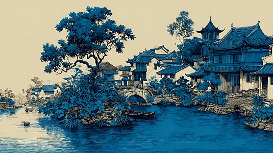 苗墨 水墨画 梅花 玉骨仙姿 青色背景 水墨梅花插画图片下载-正版图片