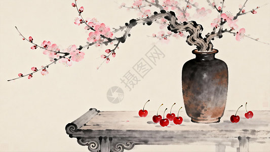 水墨画花瓶图片_水墨画花瓶素材_水墨画花瓶高清图片_摄图网图片下载