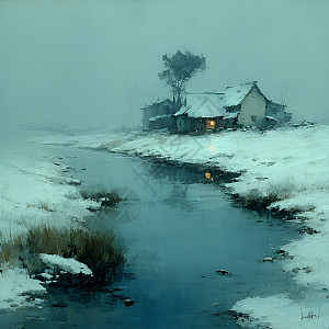 雪地雪景油画图片_雪地雪景油画素材_雪地雪景油画高清图片_摄图网图片下载