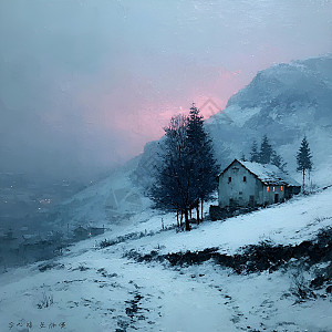 雪地雪景油画图片_雪地雪景油画素材_雪地雪景油画高清图片_摄图网图片下载