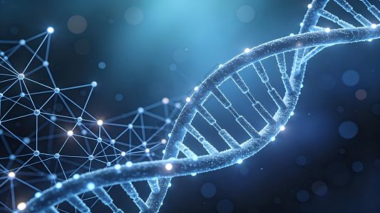 蓝紫色发光DNA双螺旋分子结构图片素材-正版创意图片604751737-摄图网