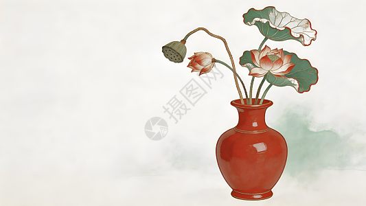 水墨画 花瓶の花 水墨画花瓶图片_水墨画花瓶素材_水墨画花瓶高清图片_摄图网图片下载