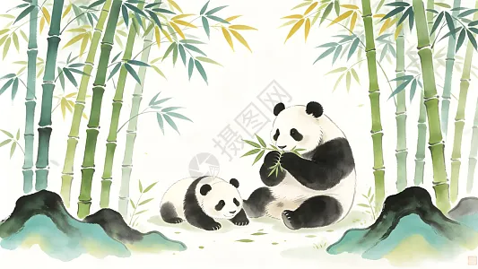 熊猫水墨画图片_熊猫水墨画素材_熊猫水墨画高清图片_摄图网图片下载