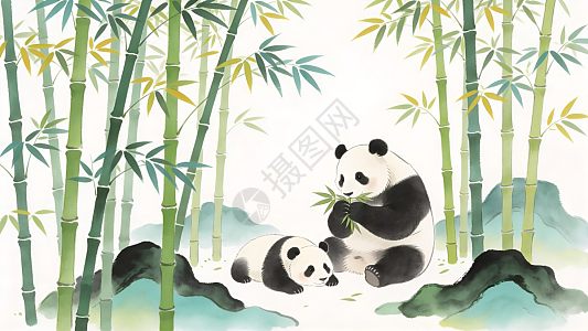 熊猫水墨画图片_熊猫水墨画素材_熊猫水墨画高清图片_摄图网图片下载