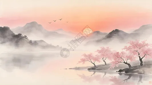 山水日落风景图片_山水日落风景素材_山水日落风景高清图片_摄图网图片