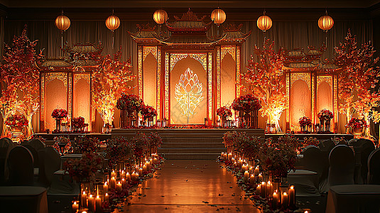 古风婚礼场景布置图片素材-正版创意图片602231323-摄图网