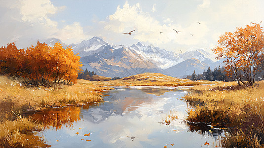 自然风景画油画图片_自然风景画油画素材_自然风景画油画高清图片_摄图