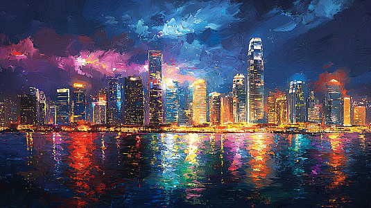 油画夜景图片_油画夜景素材_油画夜景高清图片_摄图网图片下载