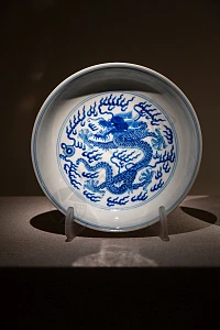 清朝乾隆青花赶珠龙纹盘高清图片下载-正版图片700271621-摄图网