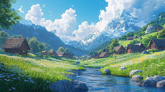 田园风景油画图片_田园风景油画素材_田园风景油画高清图片_摄图网图片