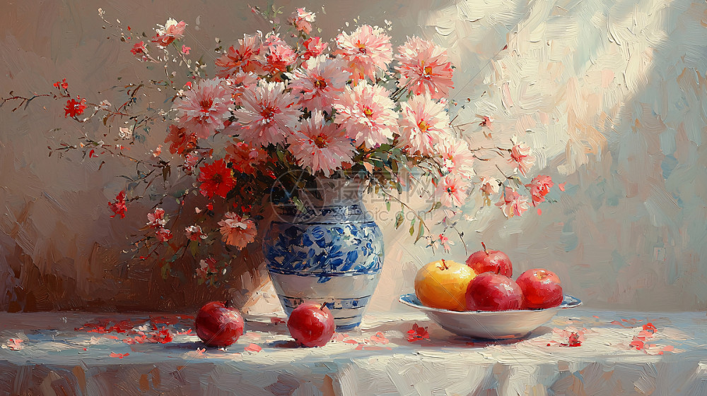 静物油画花卉水果插画图片下载-正版图片700442480-摄图网