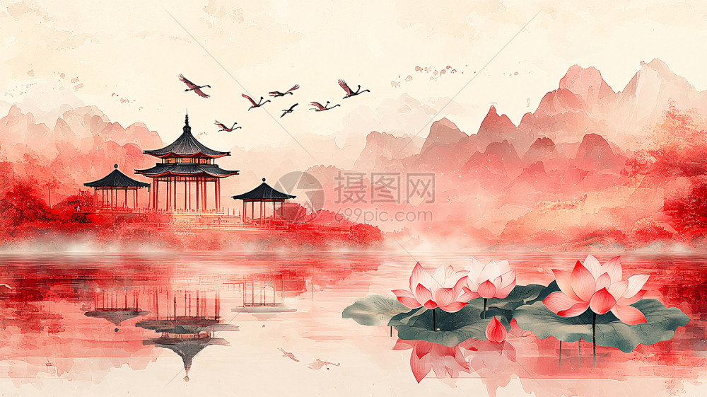 水墨山水插画图片下载-正版图片700457056-摄图网