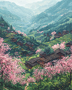 山村田园风光插画图片下载-正版图片700459150-摄图网