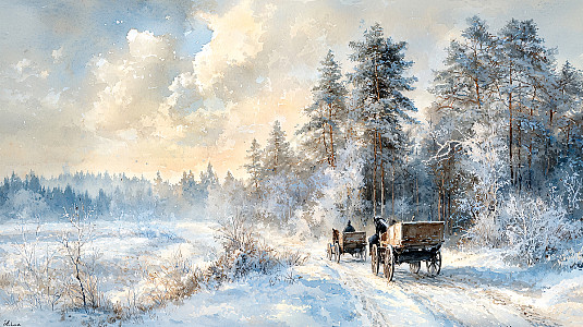 雪地雪景油画图片_雪地雪景油画素材_雪地雪景油画高清图片_摄图网图片