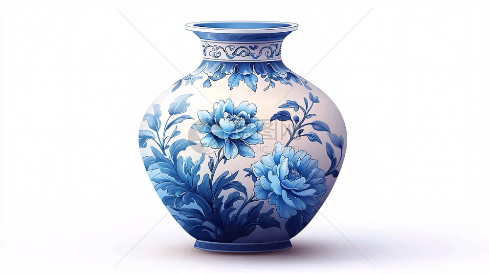青花瓷花瓶插画图片下载-正版图片700498412-摄图网