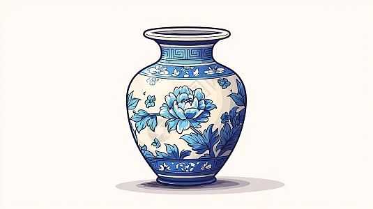 青花瓷茶壶花卉水彩画插画图片下载-正版图片700489382-摄图网