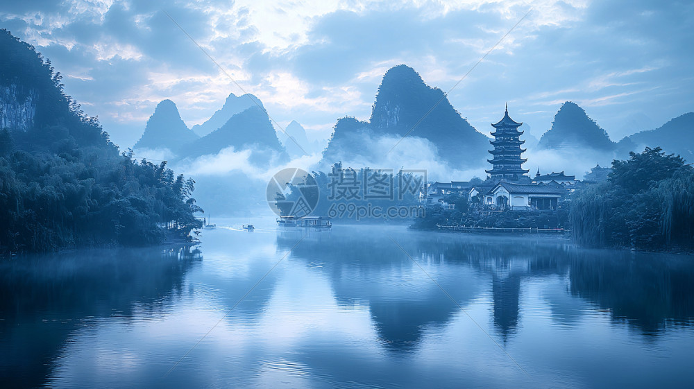 中国山水图 山水画般的中国山水风景高清图片下载-正版图片700501086-摄图网
