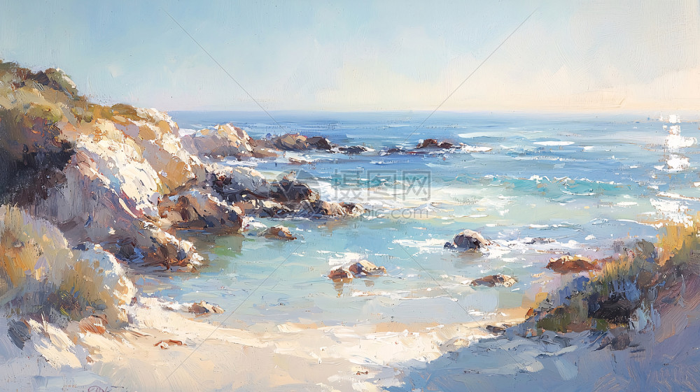 阳光海滩水彩画插画图片下载-正版图片700513918-摄图网